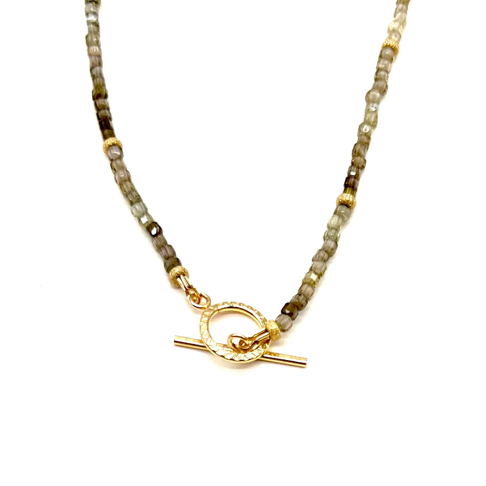Cube Cut Olive Zircon Necklace in Gold - 17"