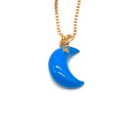Moon w/Diamond Pendant Necklace - Sky Blue