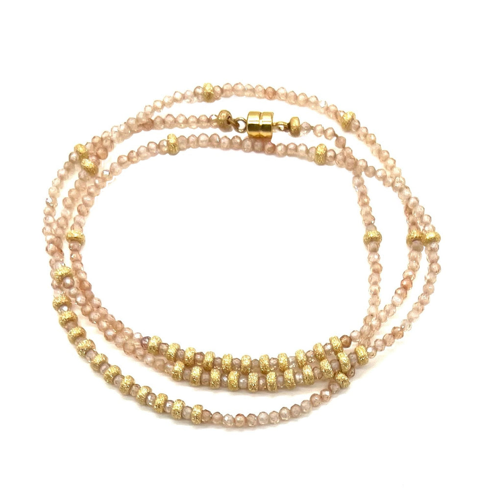 Triple Wrap Bracelet - Citrine + Gold Stardust
