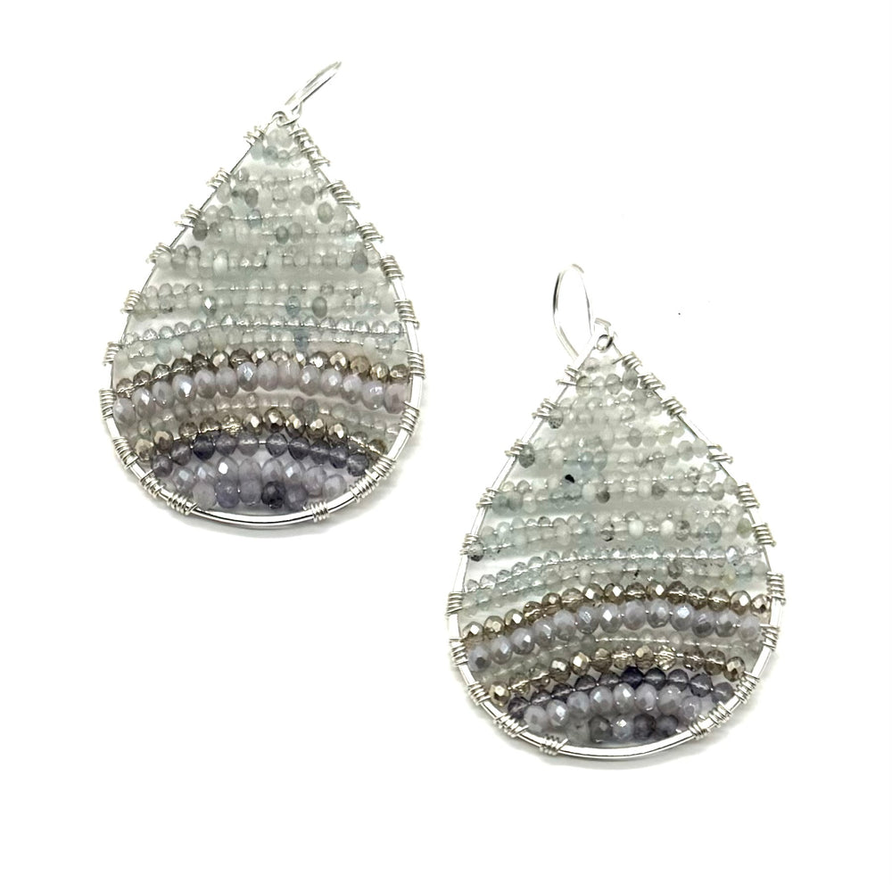 Silver Teardrop Earrings in Aquamarine, Medium