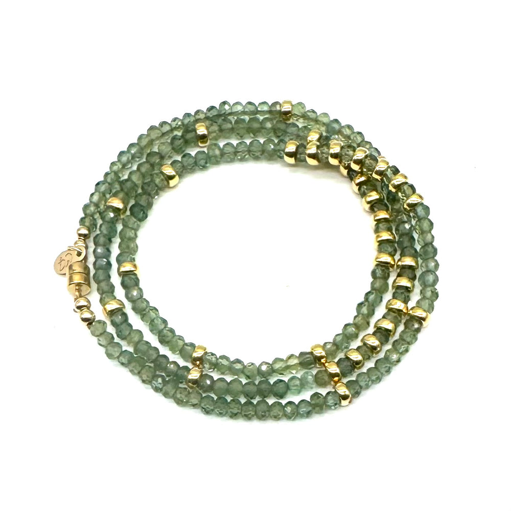 Triple Wrap Bracelet - Green Apatite