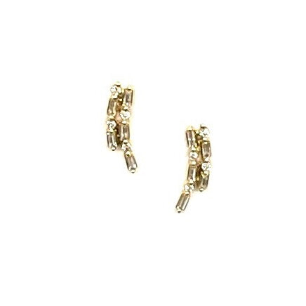 14K Gold + Diamond Baguette Climber Studs