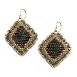 Gold Diamond Shape Earrings in Sage Meadow, Medium