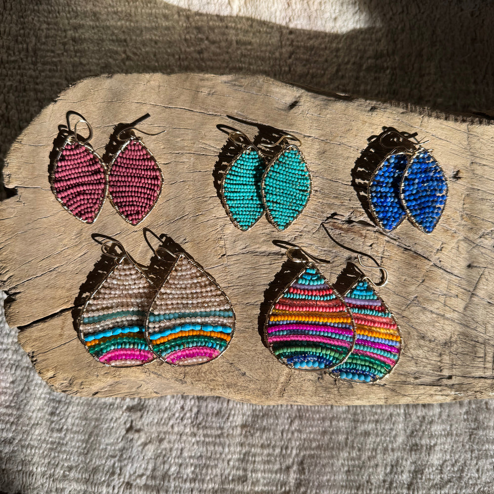 Gold Teardrop Earrings in Aloha Rainbow, Medium