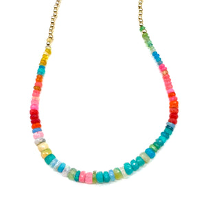 Opal Beaded Necklace - Multi 1 -17"