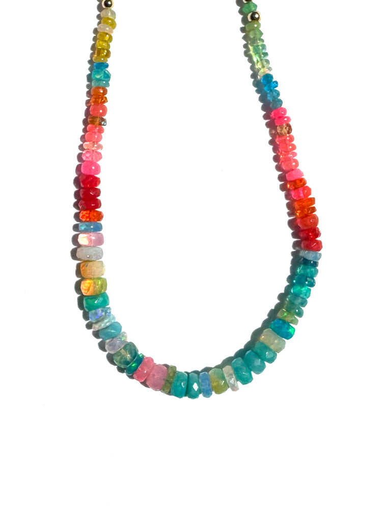 Opal Beaded Necklace - Multi 1 -17"