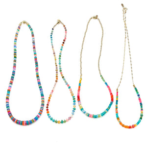 Opal Beaded Necklace - Multi 1 -17"