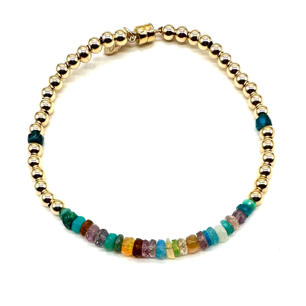 Multi-Hue Opal, Quartz and Gold Ball Magnet Bracelet