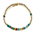 Multi-Hue Opal, Quartz and Gold Ball Magnet Bracelet
