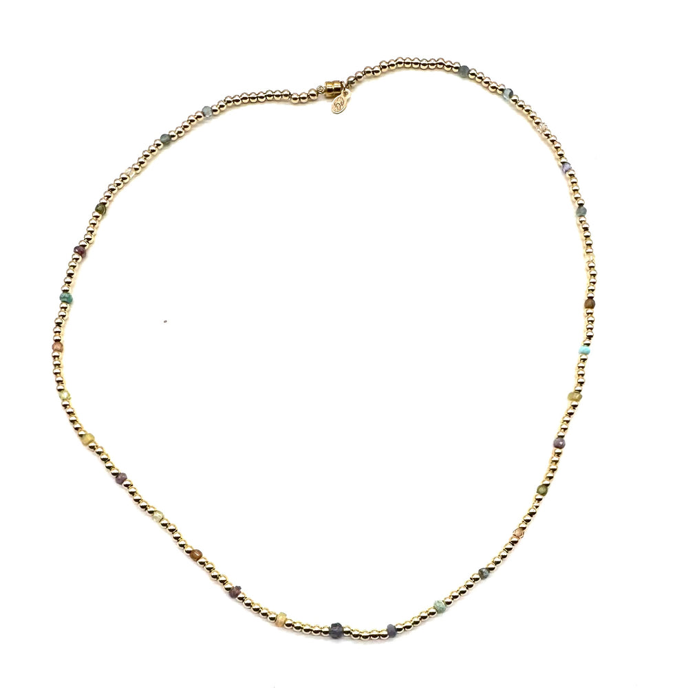 Triple Wrap Bracelet - Multi Gemstone + Gold Rounds