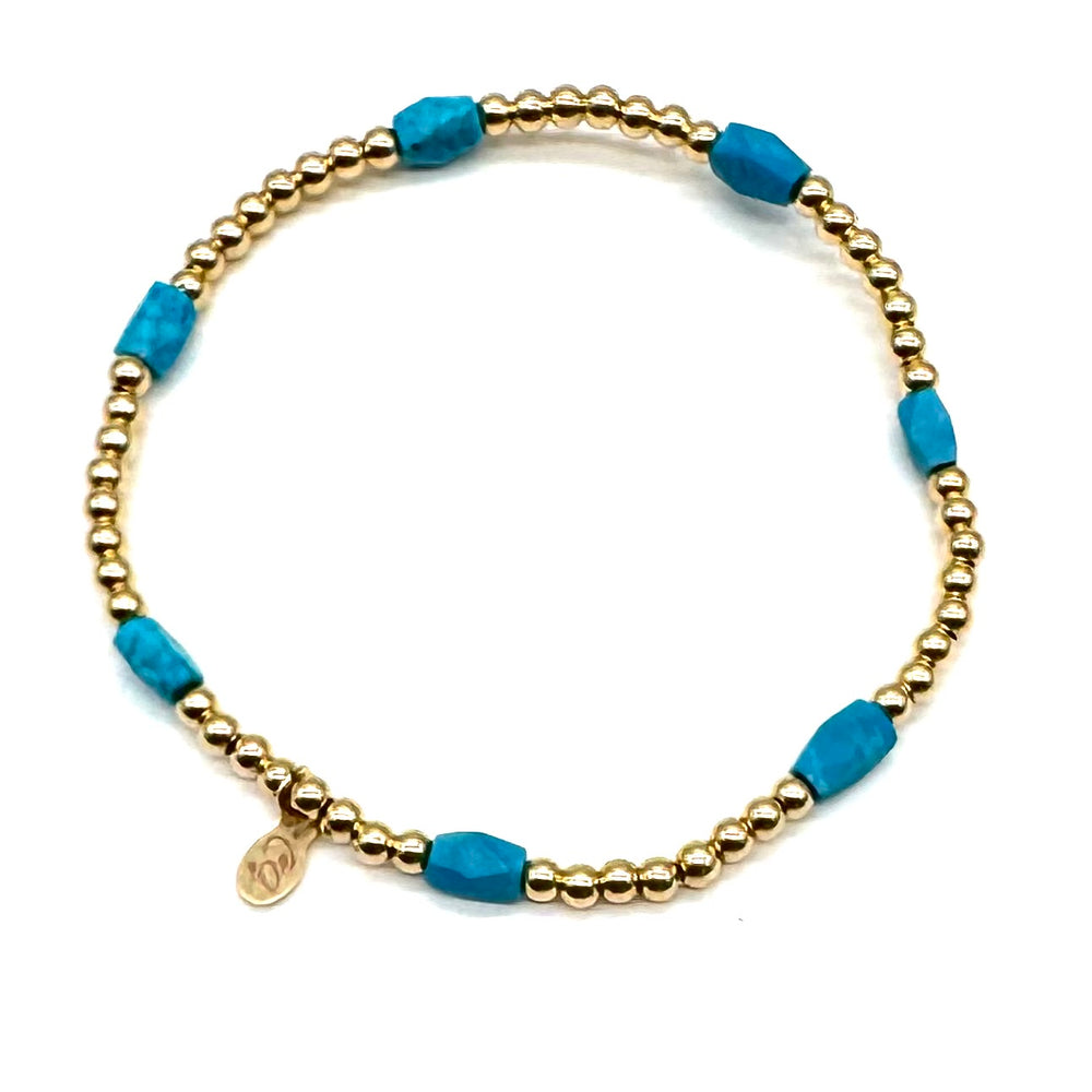 Gold Beaded Stretch Bracelet w/Novelty Stones