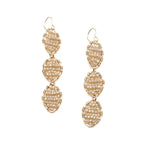 Gold Triple Marquise Dangling Earrings in Warm Ivory