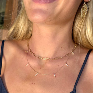 14K Gold Diamond Hanging Bar Necklace