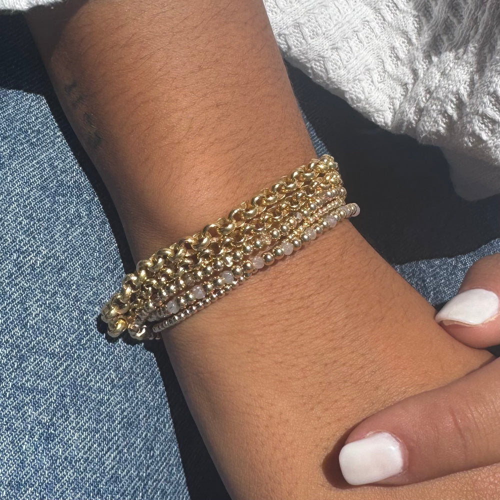 14K Gold Skinny Italian Loop Chain Bracelet - 7.25"