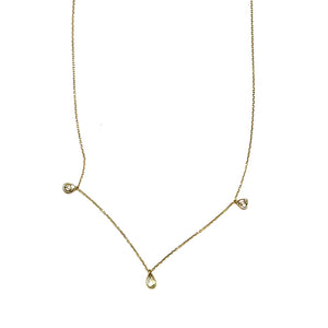 14K Gold Diamond Teardrop Necklace