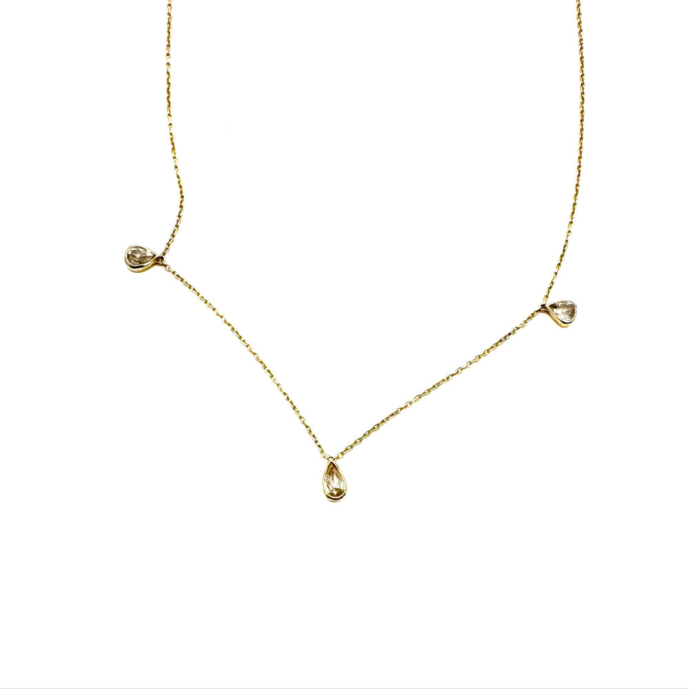14K Gold Diamond Teardrop Necklace