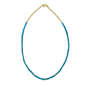 Sky Apatite Necklace + 14K Diamond Baguettes - 15"