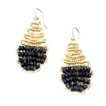 Long Gold Teardrop Earrings in Black Opal, Medium