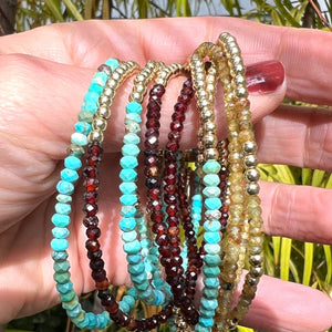 
            
                Load image into Gallery viewer, Triple Wrap Bracelet - Turquoise Rondelles
            
        
