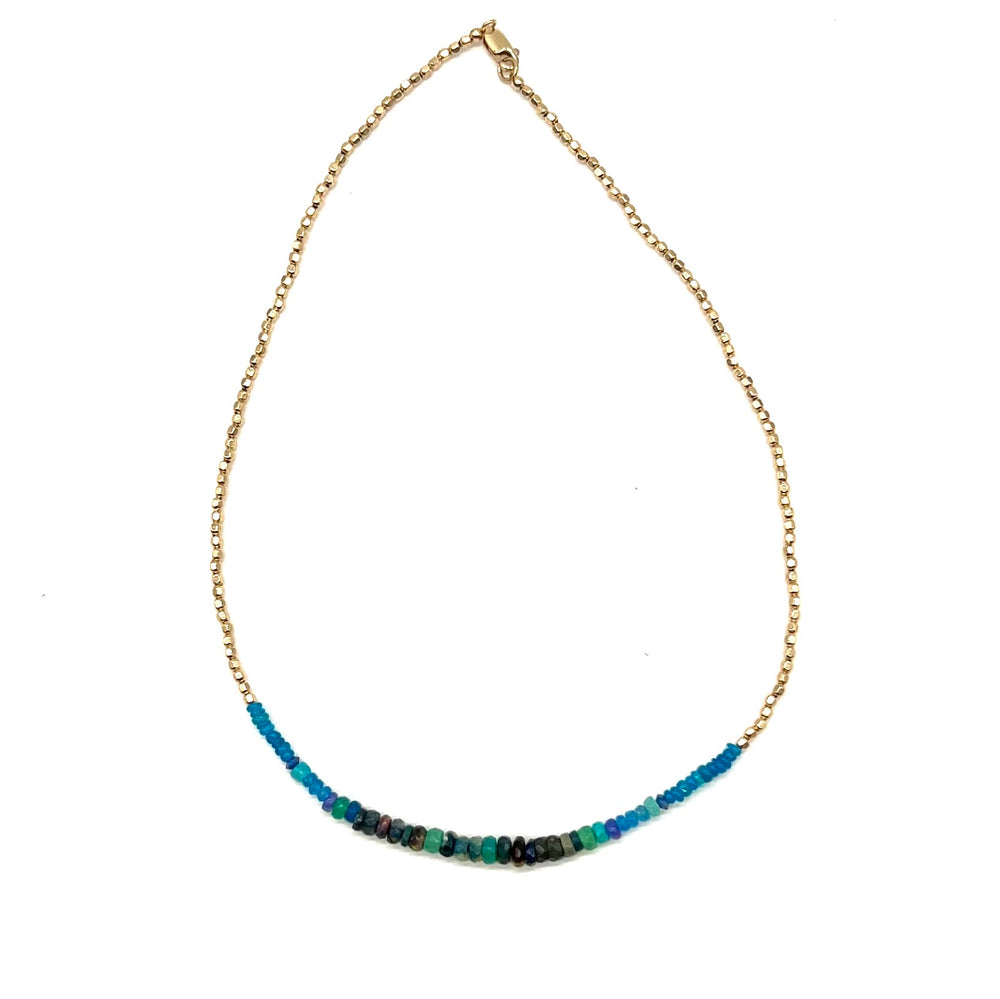 Vibrant Opal Necklace in Ocean Teal - 15.5" NEW