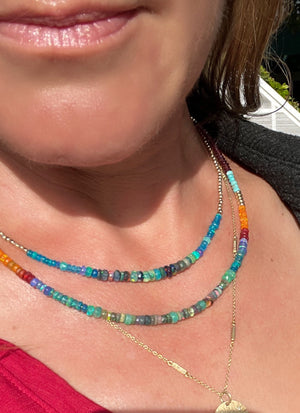 Vibrant Opal Necklace in Ocean Teal - 15.5" NEW