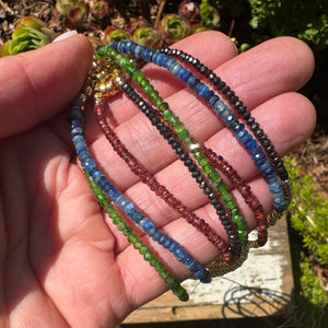 Triple Wrap Bracelet - Kyanite + Gold Rounds