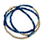 Triple Wrap Bracelet - Kyanite + Gold Rounds