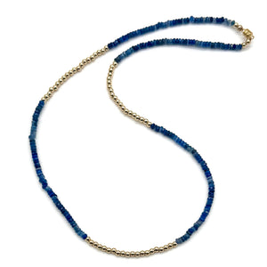 Triple Wrap Bracelet - Kyanite + Gold Rounds
