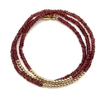 Triple Wrap Bracelet - Garnet + Gold Rounds