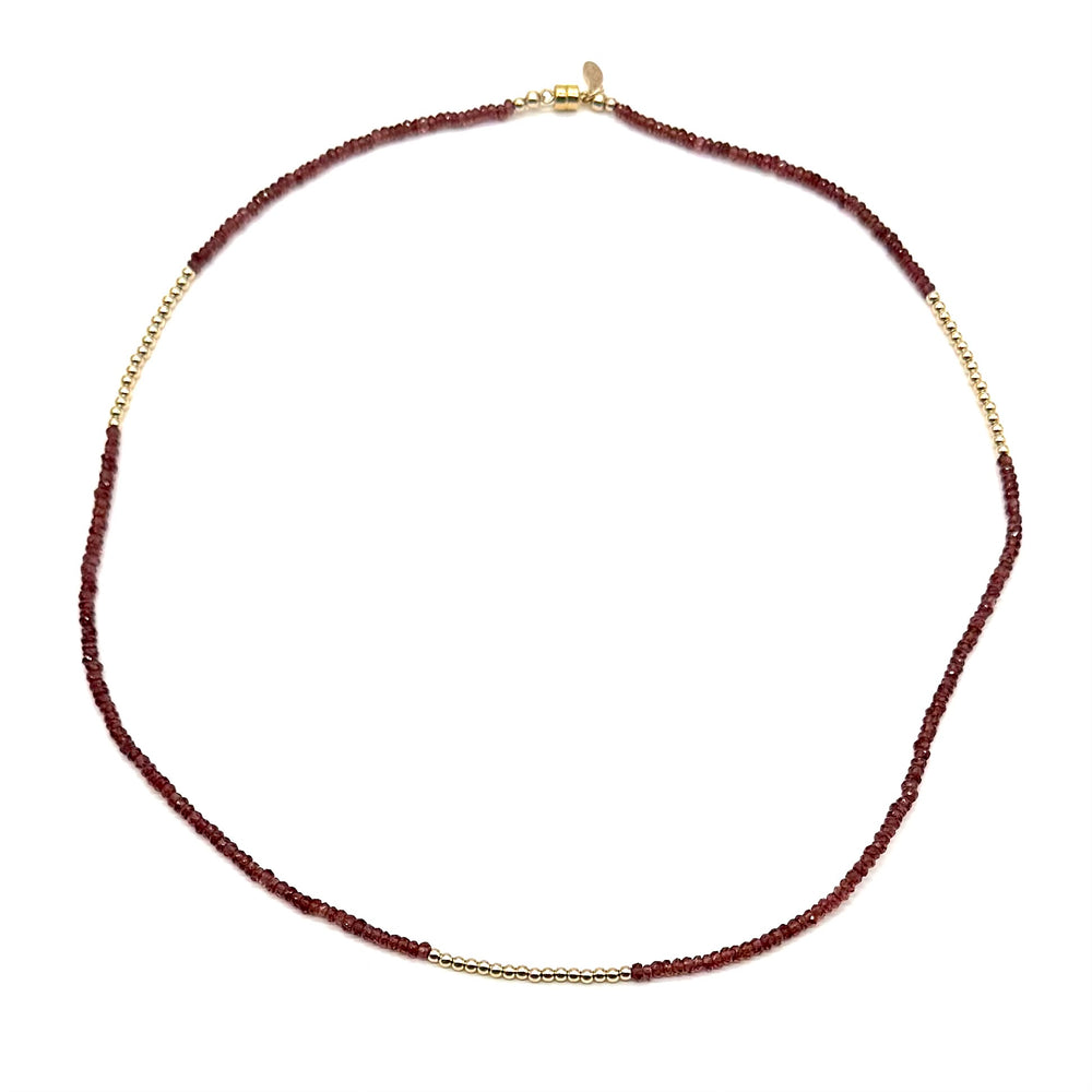 Triple Wrap Bracelet - Garnet + Gold Rounds