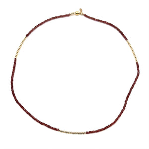 Triple Wrap Bracelet - Garnet + Gold Rounds