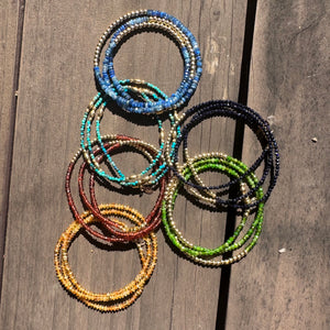 Triple Wrap Bracelet - Garnet + Gold Rounds