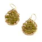 Gold Teardrop Earrings in Olive Zircon, Small