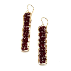 
            
                Load image into Gallery viewer, Gold Mini Sticks Earrings - Oxblood
            
        
