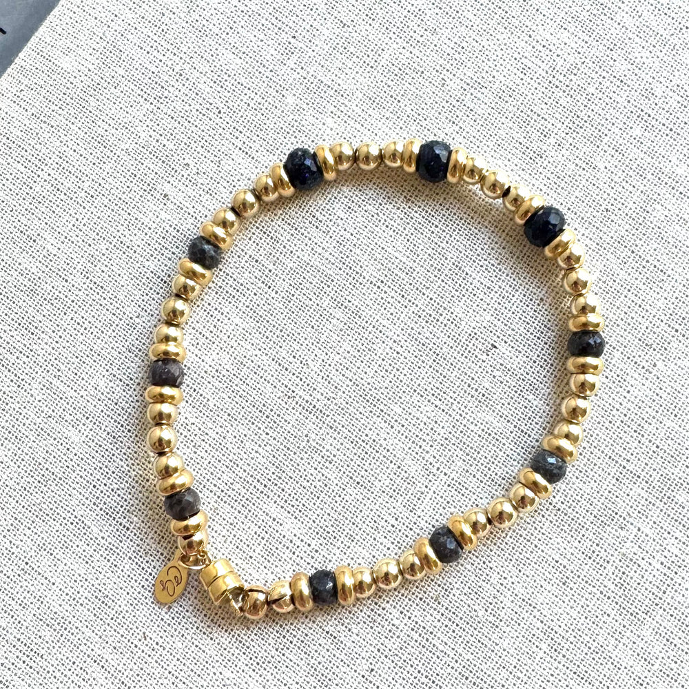 Chunky Gold Magnet Bracelet w/Sapphires