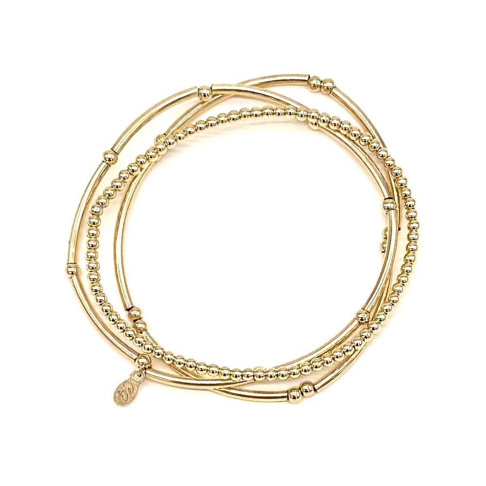 Gold Bar + Ball Stretch Bracelet