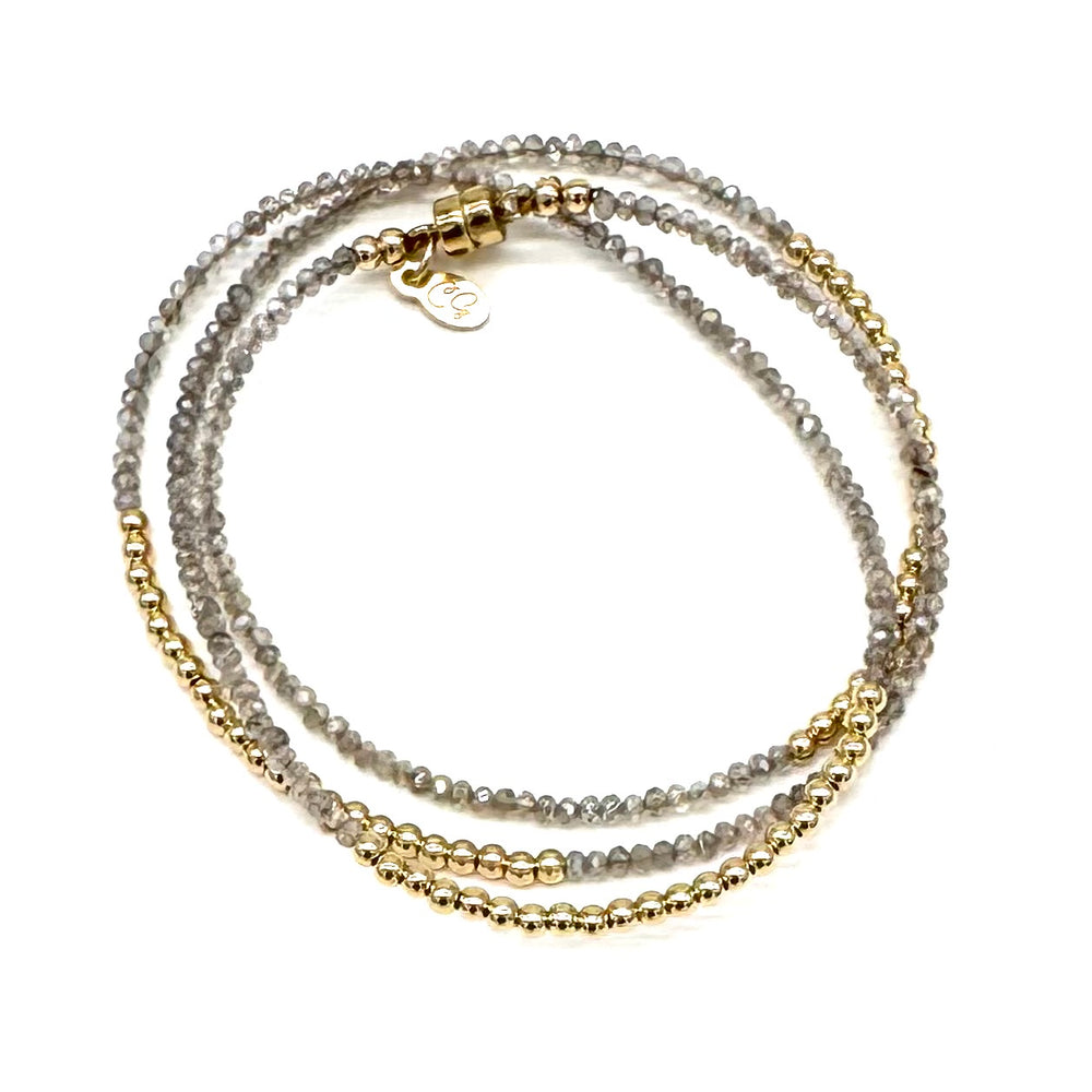Quadruple Wrap Bracelet - Silver + Gold
