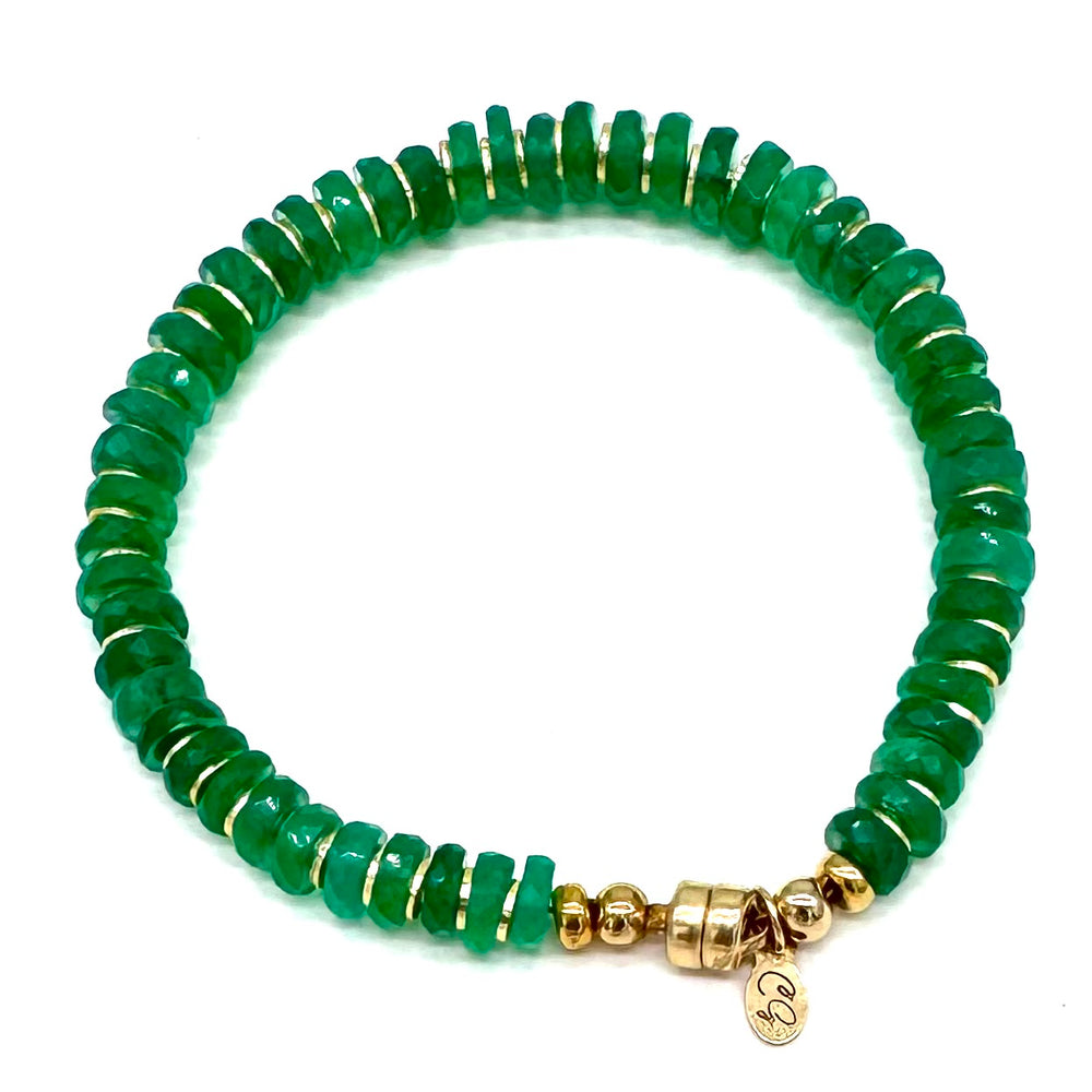 Chunky Gold Magnet Bracelet w/Green Onyx