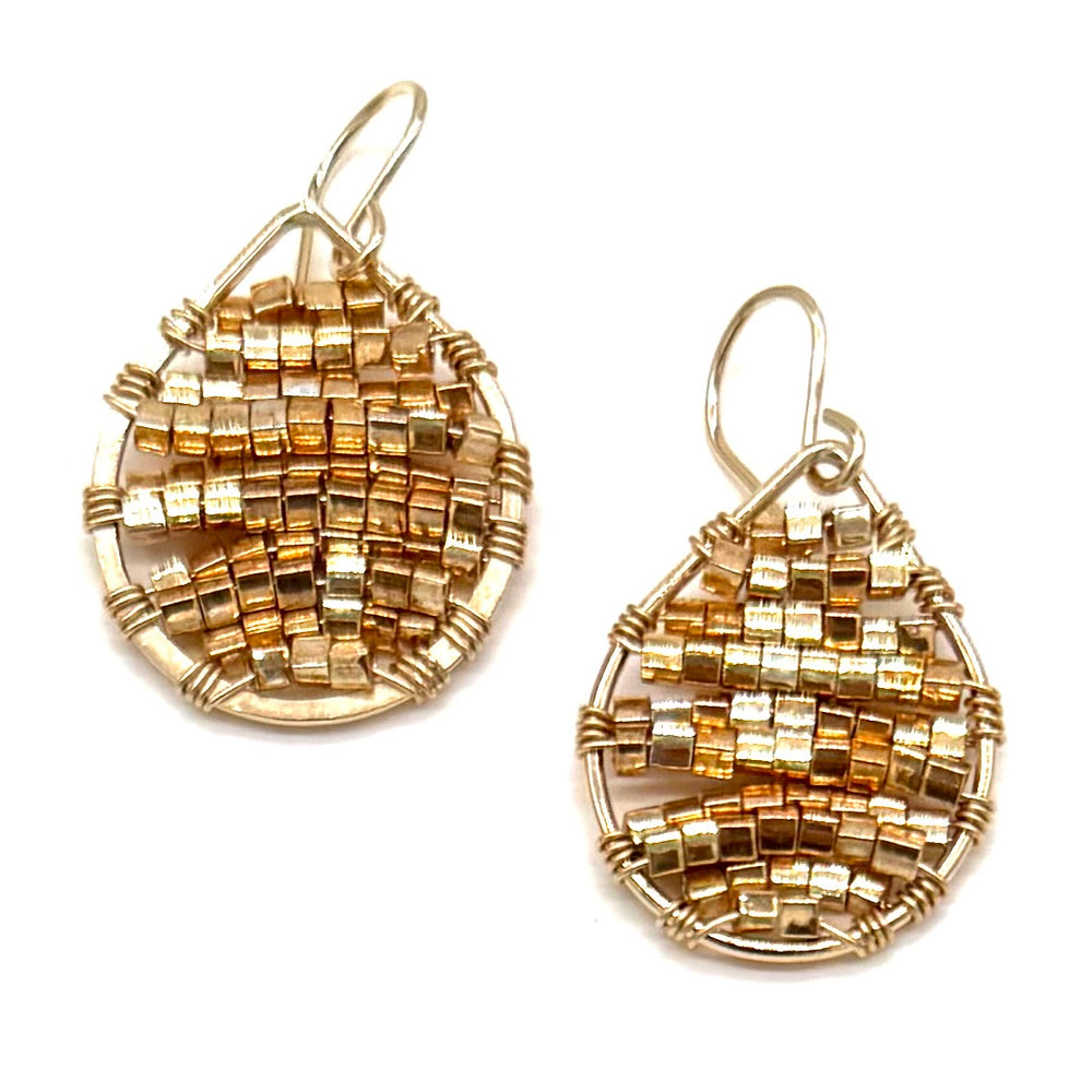 Gold Teardrop Earrings in Gold Nugget, Small