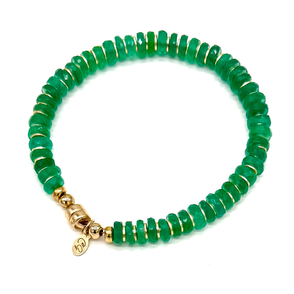 Chunky Gold Magnet Bracelet w/Green Onyx