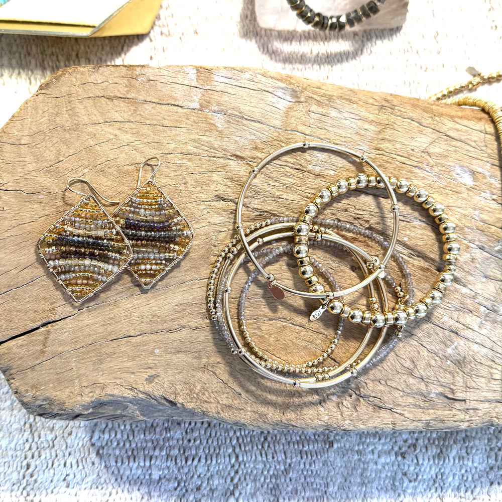 Gold Diamond Shape Earrings in Soirée, Medium