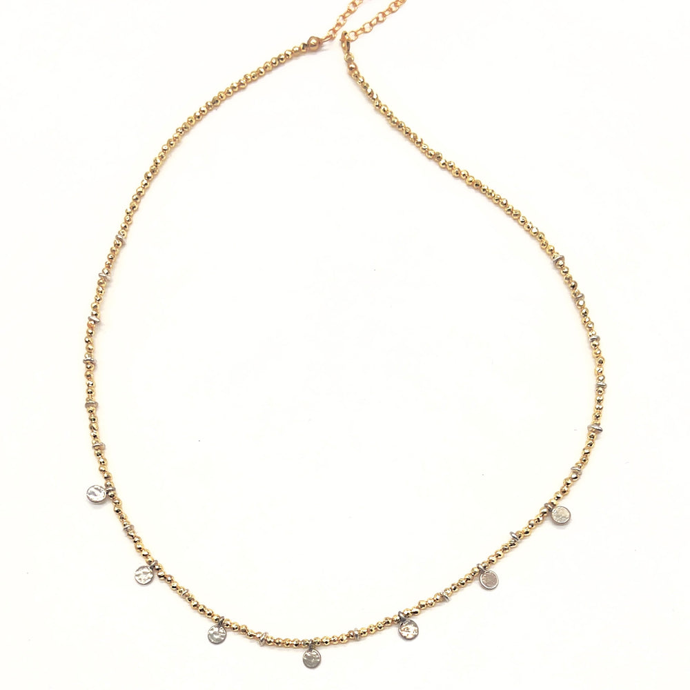 Gold Pyrite w/Silver Disks Necklace