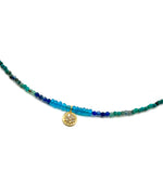 Aegean Blue + Pave Diamond Pendant Necklace - 15.5"