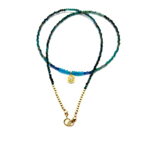 Aegean Blue + Pave Diamond Pendant Necklace