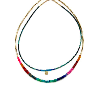 Aegean Blue + Pave Diamond Pendant Necklace