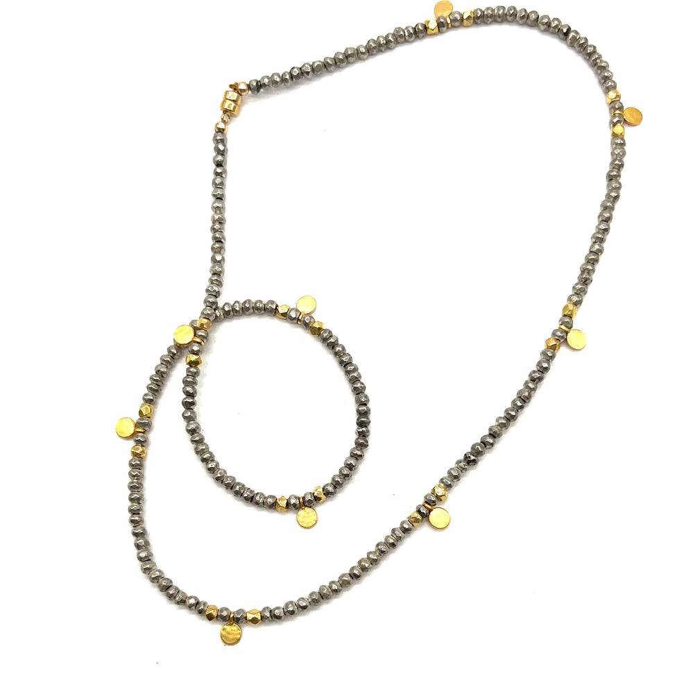 Triple Wrap Bracelet - Chunky Silver + Gold Disks