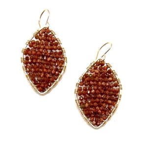 Gold Marquise Earrings in Sunstone, Medium