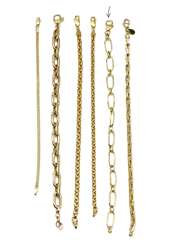 14K Gold Long Link Bracelet