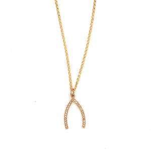 14K Gold + Diamond Wishbone Pendant