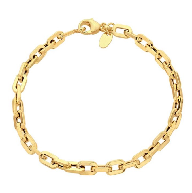 14K Gold Square Link Chain Bracelet
